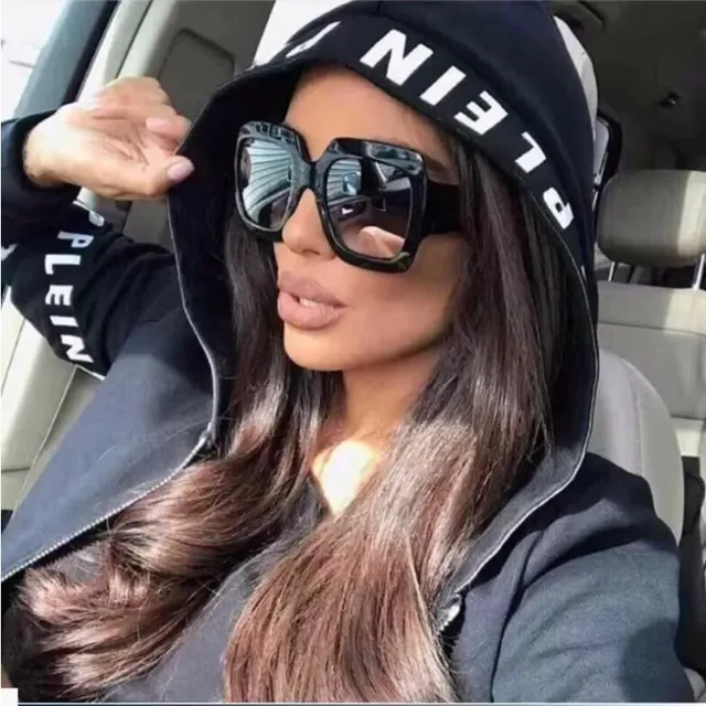 Grandes lunettes de soleil carrées de luxe pour femmes, lunettes de soleil transparentes rétro pour femmes, nuances noires respirantes, UV400, marque de créateur 1