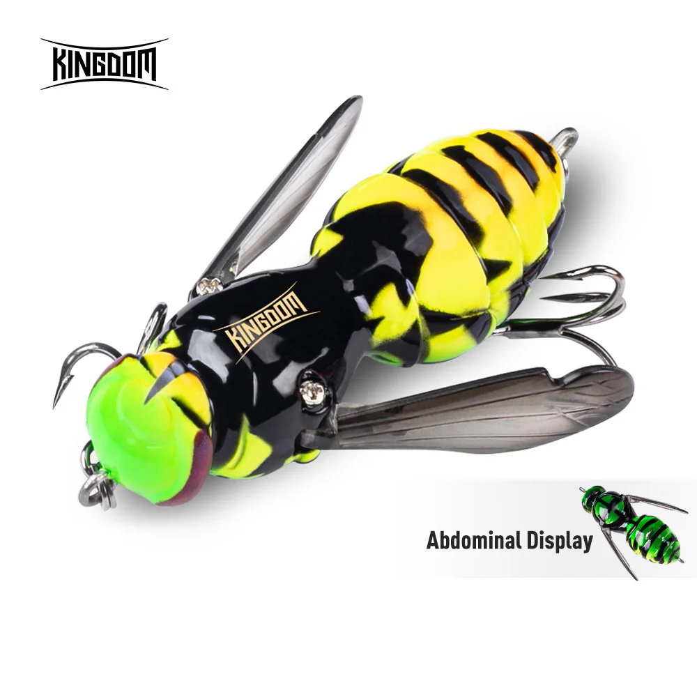 Leurre insecte flottant Kingdom Wasp - Leurres topwater bioniques pour brochet, perche et carpe