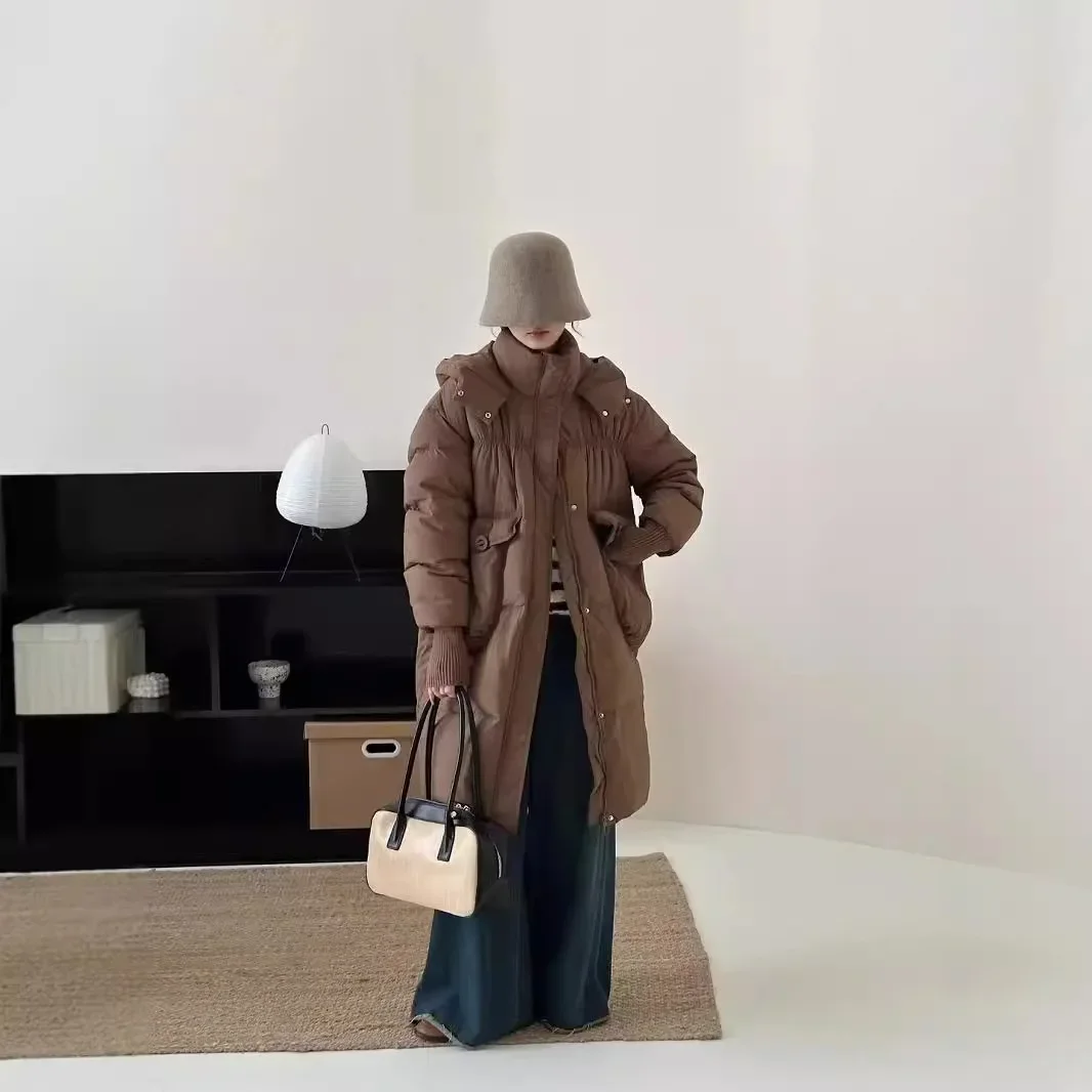 thumbnail image 1 of Chaqueta de invierno para mujer 2024, abrigo cálido de invierno, diseño largo, abrigo holgado con capucha y 2 bolsillos grandes, 1 of 5