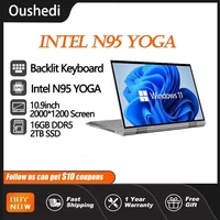Oushedi 2-in-1 Tablet Laptop 10.9-inch Touch Screen 16GB DDR5 2TB SSD HD Camera Backlit Keyboard 360° Folding Intel N95 Laptop 1