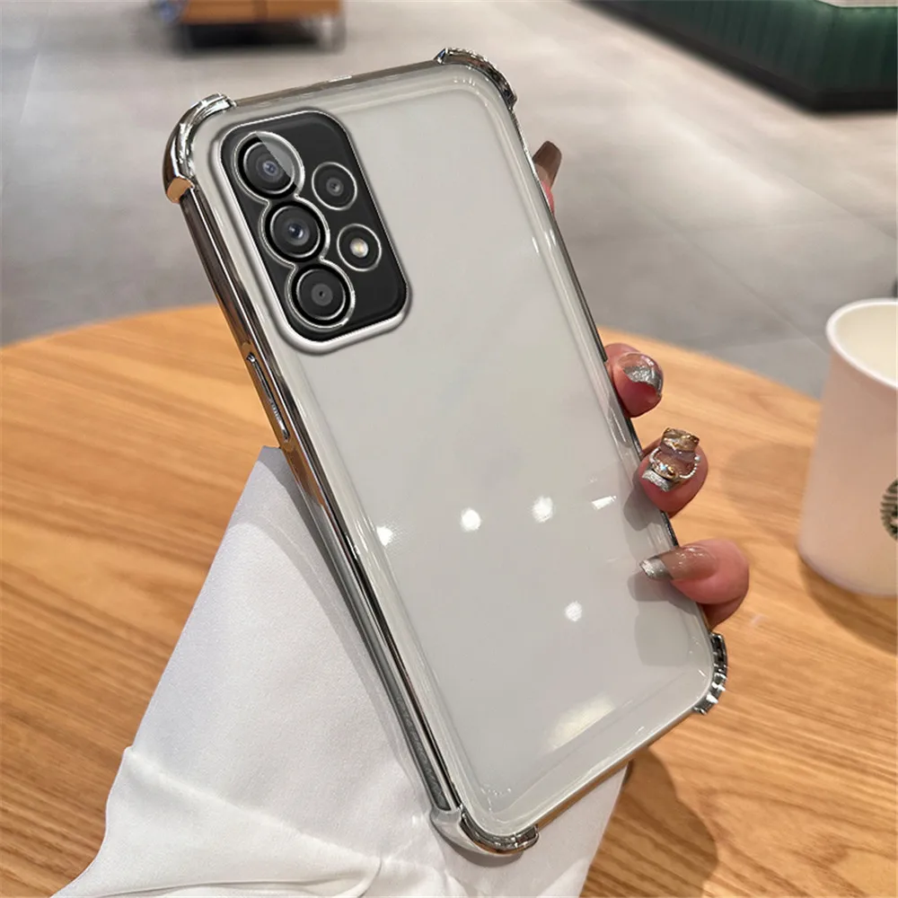 Transparent Magnetic Bracket Shockproof Phone Case with Plating Design