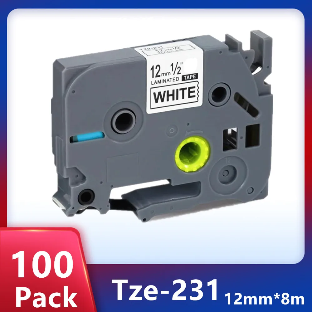 Brother TZe231 Ptouch 테이프 TZe 라벨 테이프 12mm 100 인치 라미네이트 리본, 0.47 팩 라벨 메이커 테이프 교체