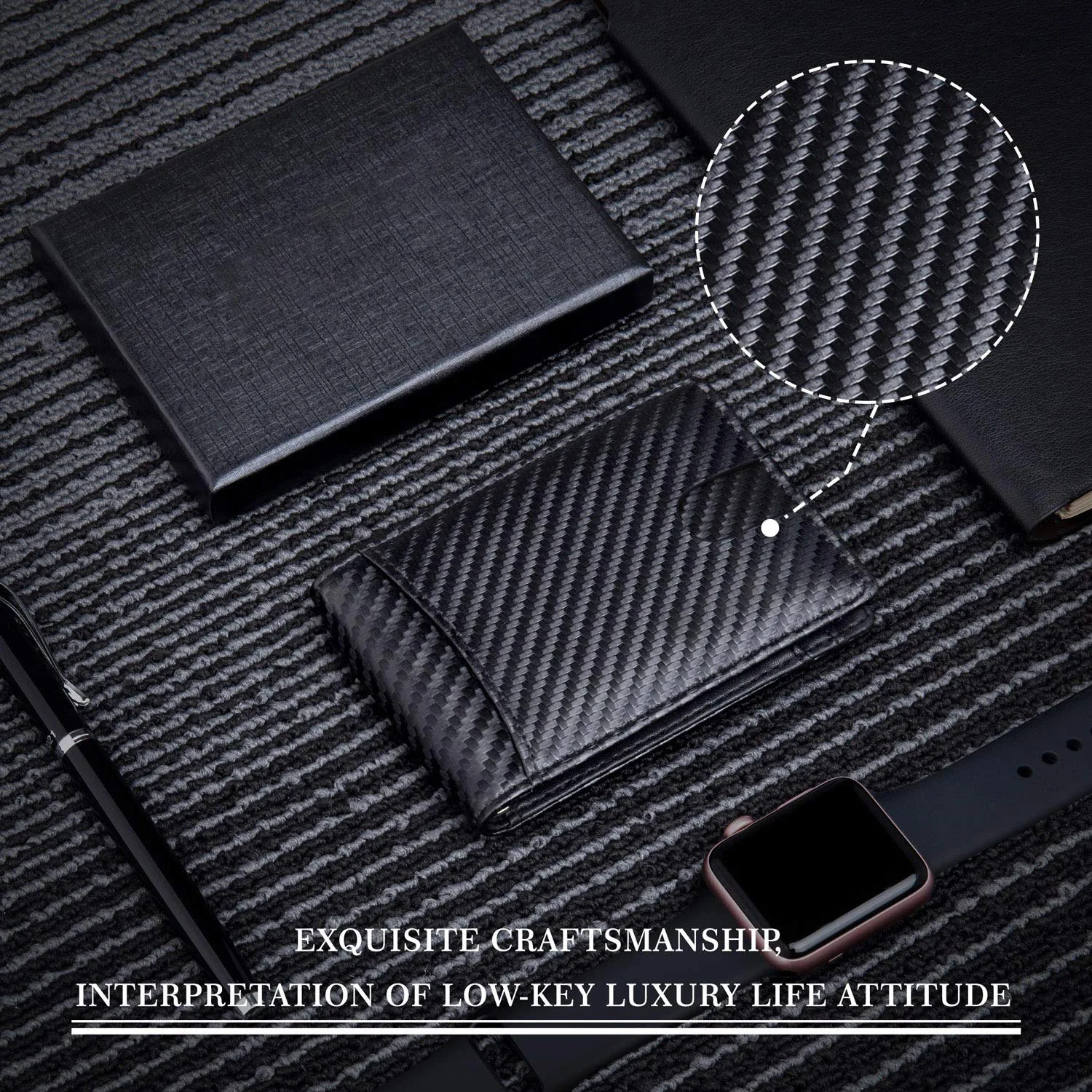 Men's Wallet Credit Card Holder Ultrathin RFID Blocking  Double Fold Microfiber Urban Minimalist Style Perfect Fit Pocket