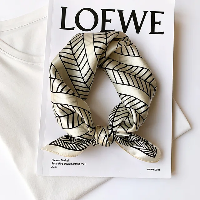 Scarf 100% Silk Bandana Women Square Scarves Wrap Kerchief Mulberry Spring Fashion Luxury High Quality Headband Hijab Shawls 17210-2