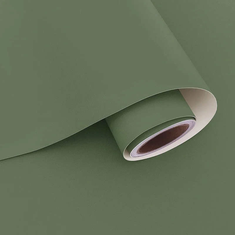 Matte Dark Green Wallpaper Self-Adhesive Peel and Stick Wall Covering Modern Minimalist Home Decor Living Room Bedroom Backgroun