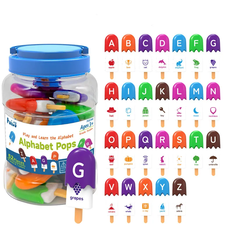 Alphabet Learning Ice Cream ABC Matching Toys Montessori Preschool Learning Letters Color Sorting Stacking Toys for Toddlers 3+