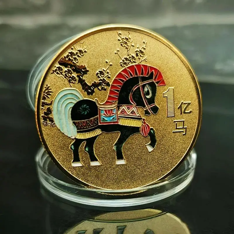 Horse Souvenir Coin For Collectible Decoration Lucky Coin Charms Challenge Coin Metal Crafts 40mm Zodiac Horse Commemorative