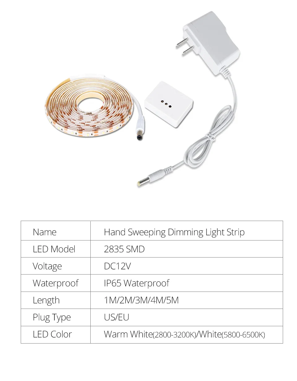 Description Picture 6 of itemLED Strip Lights Motion Sensor Hand Sweep Waving ON OFF Backlight Lamp Tape TV Kitchen Lighting Led Light Under Cabinet Lamp