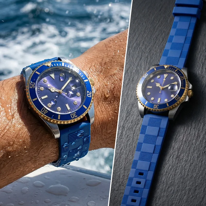 Luxury Breathable Fluororubber Sports Watch Strap