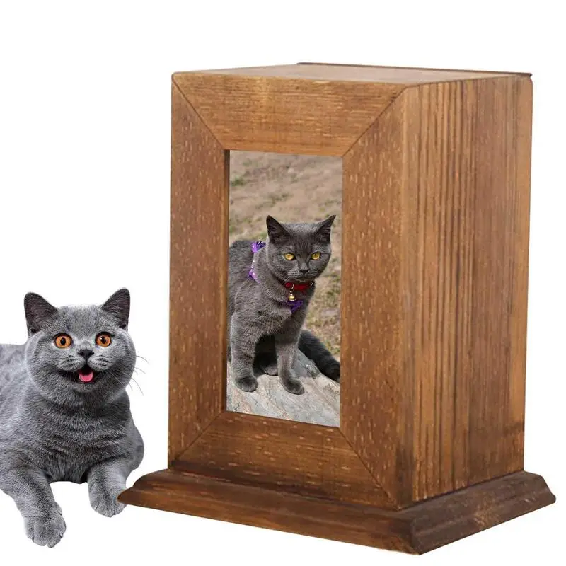 Urna Per Ceneri Cane In Legno 16x11x11cm - Con Cornice Foto, Borsa Flanella, Commemorativa Per Animali - Foto 8