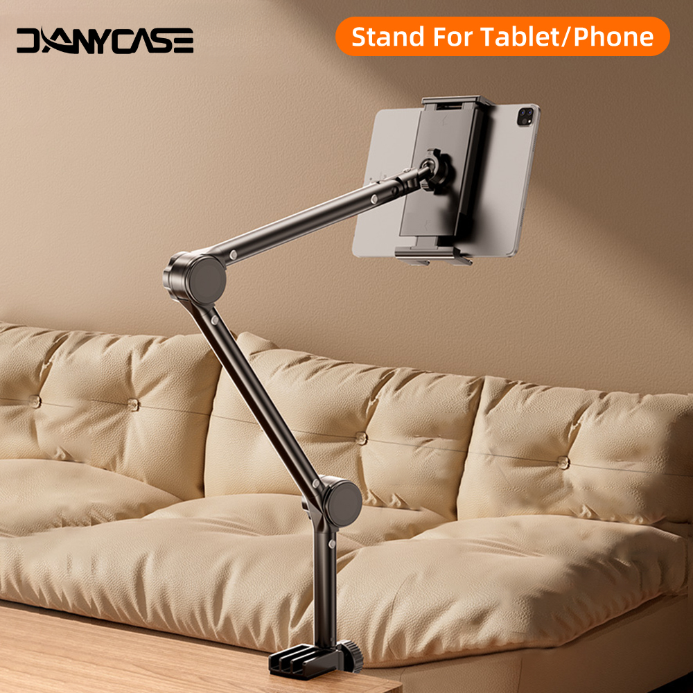 For iPad Air 11 M2 2024 Stands Tablet Holder Desk Stand with 360Â° Adjustable Foldable Metal Arm Bracket for Phone Tablets