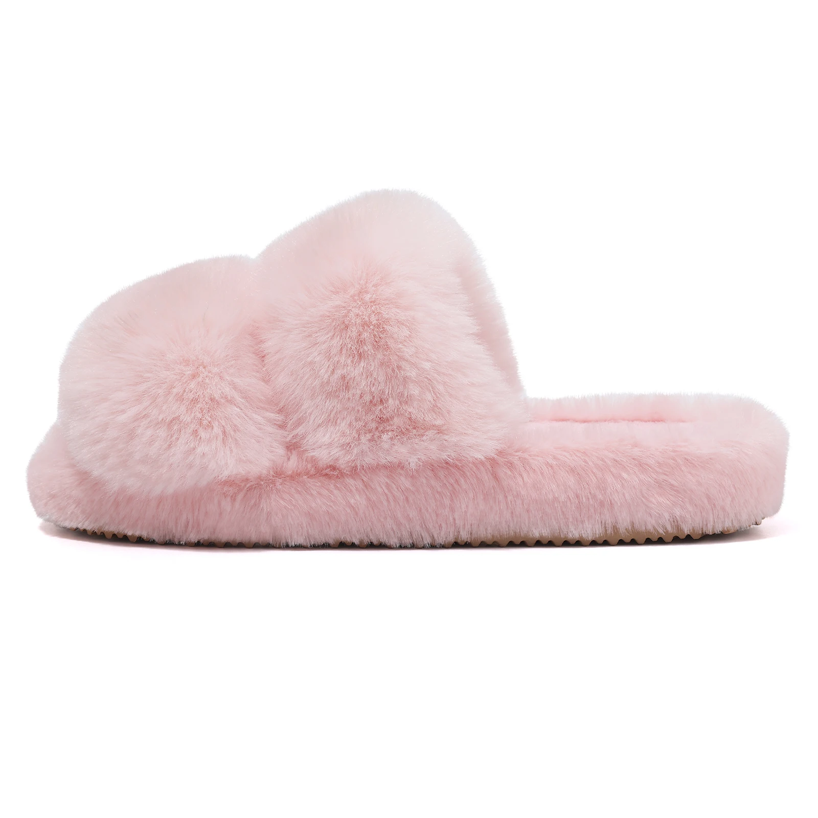 Eyriphy New Fuzzy Flat Slippers For Women Winter Warm House Slippers Fashion Short Plush Women Slippers Female Bedroom Slippers 4