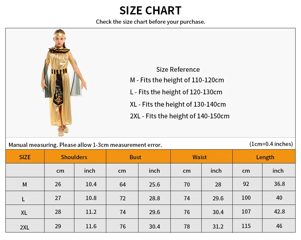 Parents-child Ancient Egyptian King Pharaoh Goddess Cleopatra Cosplay Costume Golden Ancient Egyptian Cosplay King Queen Robe - Image 5