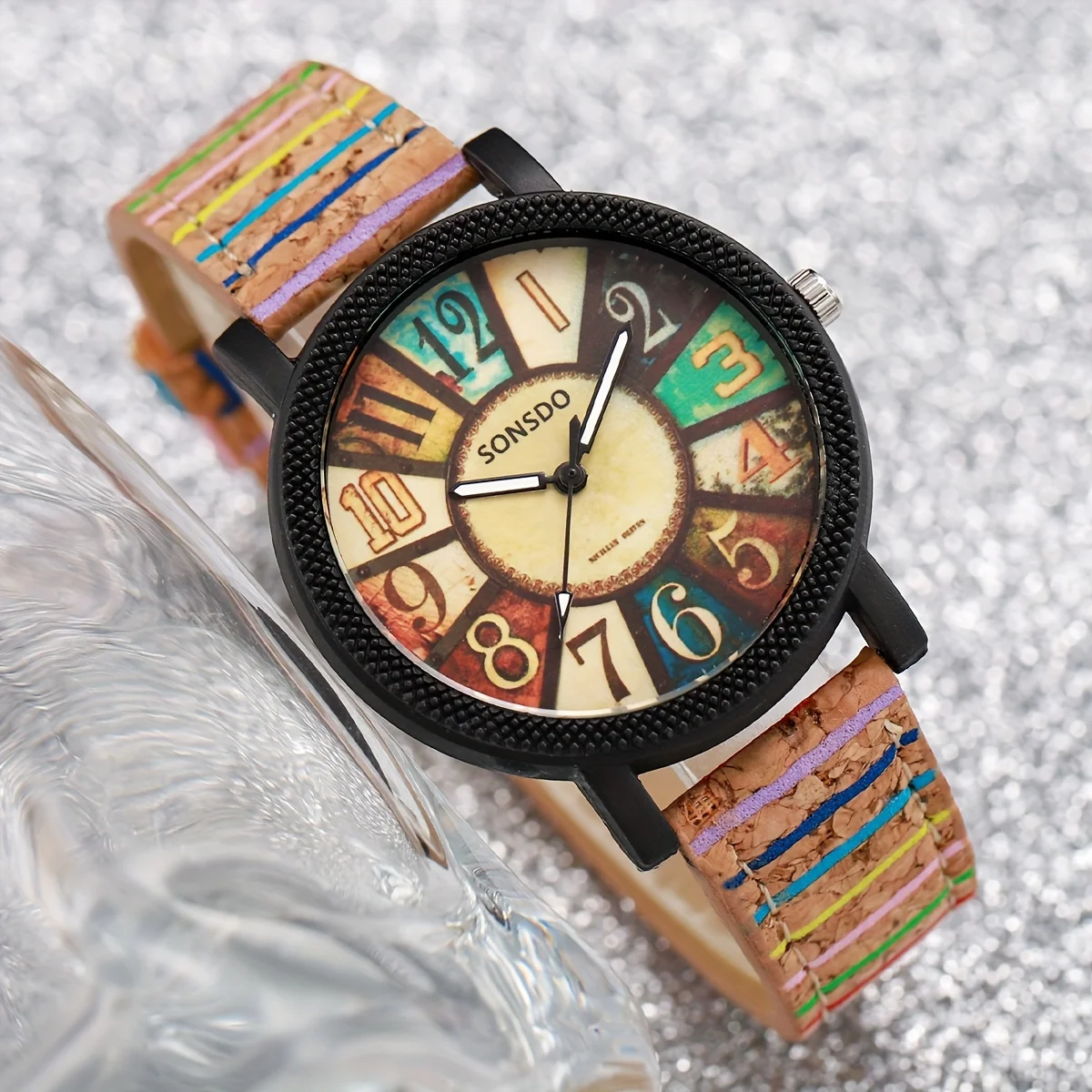 2PCS/Set Women's Watch Vintage Leather Band Analog Quartz