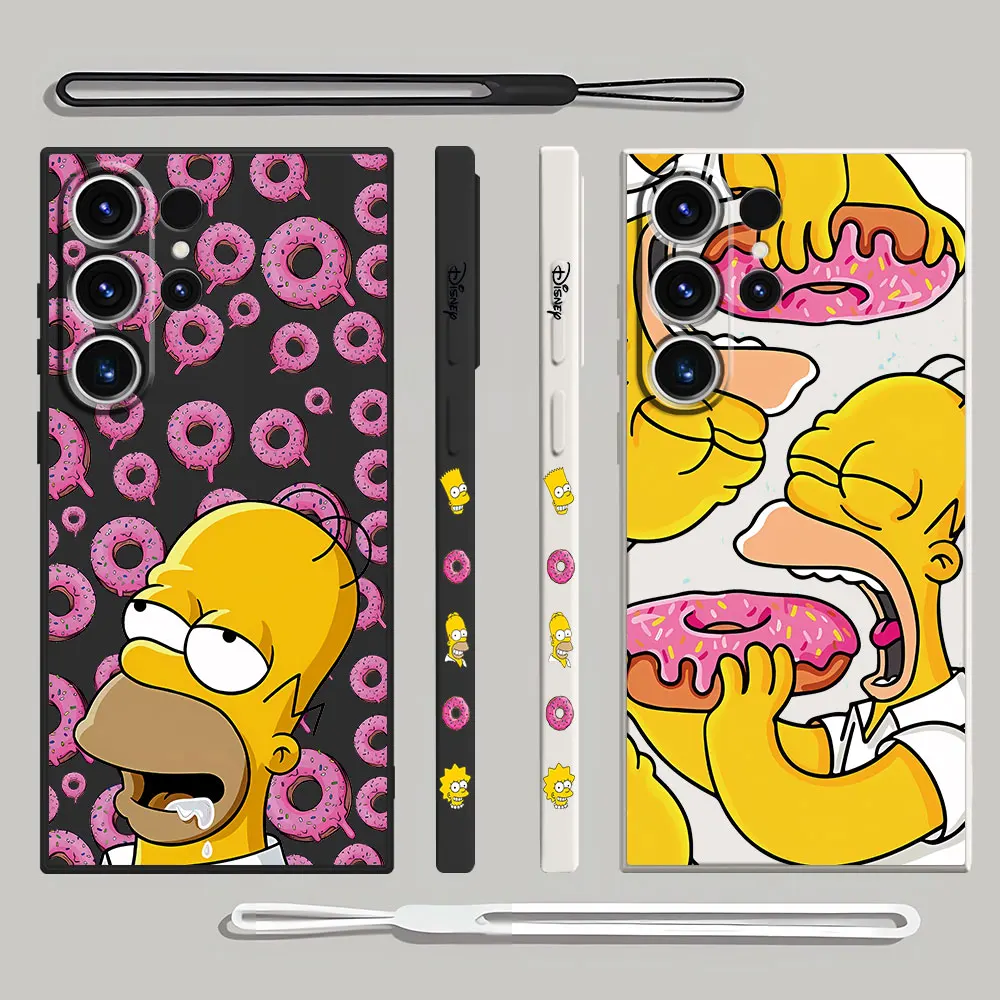 Custodia Per Telefono Per Samsung Galaxy S21 S22 Plus S24 Ultra S23 Ultra 5G S20 Fe Square Liquid Disney Cartoon Homer Simpson Cover