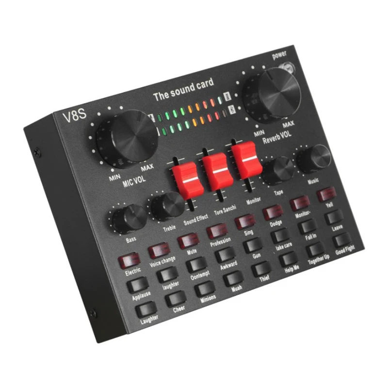 범용 V8s 휴대폰 마이크, 웹캐스트 라이브 사운드 카드, 외부 USB 오디오 인터페이스, 선명한 사운드 카드