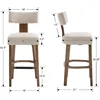 30” Bar Stools Set of 2 Counter Height Bar Stools Modern Kitchen Bar Stools with Upholstered Back, Farmhouse Upholstered Linen 2