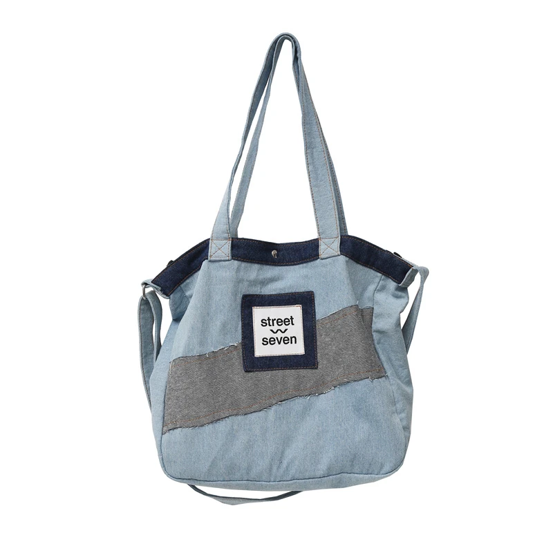 Checkered Women's Bag 2022 Trend Denim Tassel Shoulder Bag Jeans Big Shopping Eco Bag Large Capacity Crossbody Bags Casual Daily 