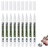 10Pcs Waterproof White Marker Pen Alcohol Paint Oily Tire Painting Graffiti Pens Permanent Gel Pen for Fabric Wood Leather 1.0MM 1