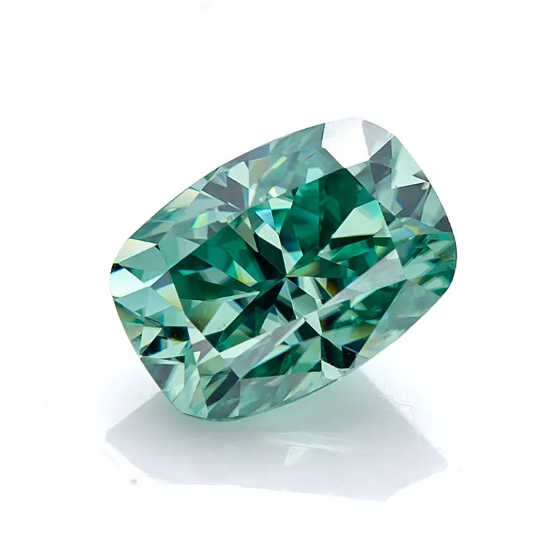 

4x6mm-10x12mm Elonged Cushion Moissanite Loose Gemstone Aqua Blue VVS Excellent Manual Cut Diamond Test Positive GRA For Jewelry