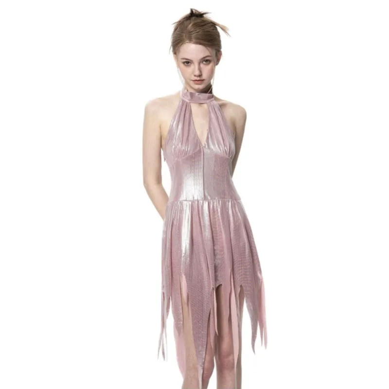 

Модное платье с кисточками и открытой спиной, с лямкой на шее, женские элегантные однотонные мини-платья с открытыми плечами 2023, Летние повседневные женские юбки