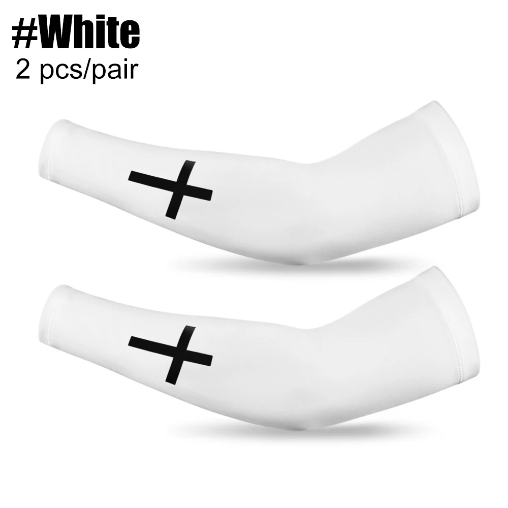 1 çift Çapraz UV Soğutma Kol Kol Hıristiyan Sıkıştırma Kol Kol Gençlik Futbol Beyzbol Voleybol Spor Bisiklet Çalışma