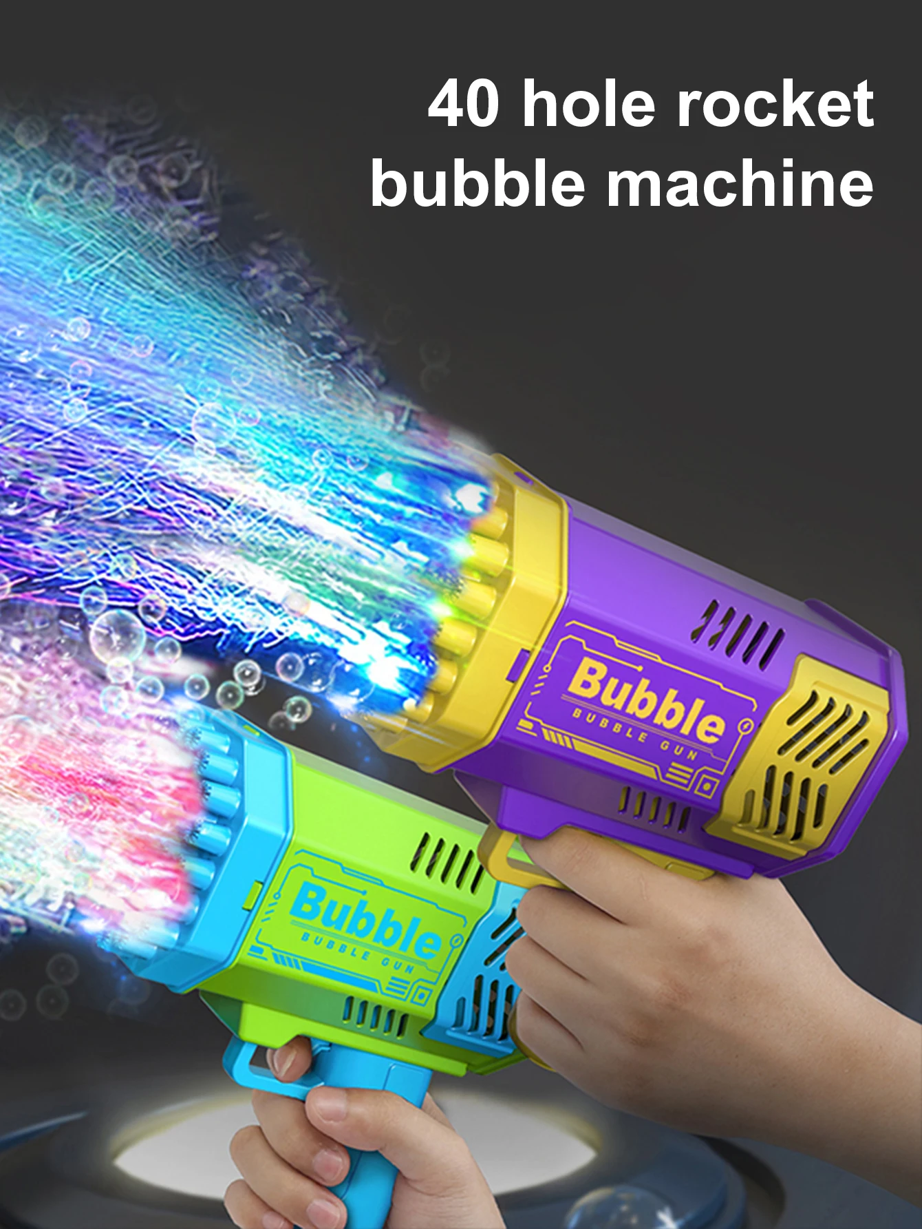 40-hole Electric Bubble Machine Toy For Kids With Led Light_voghion.com