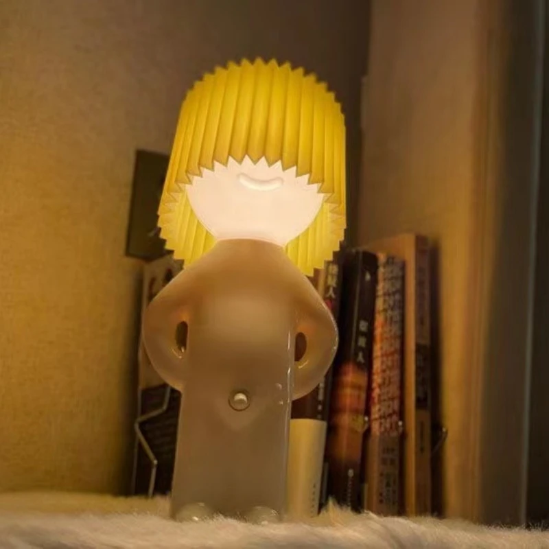 Claeted Naughty Boy Creative Table Lamp Unique LED Pleats Reading Lighting Bedroom Bedside Night Light Children's Gift 4