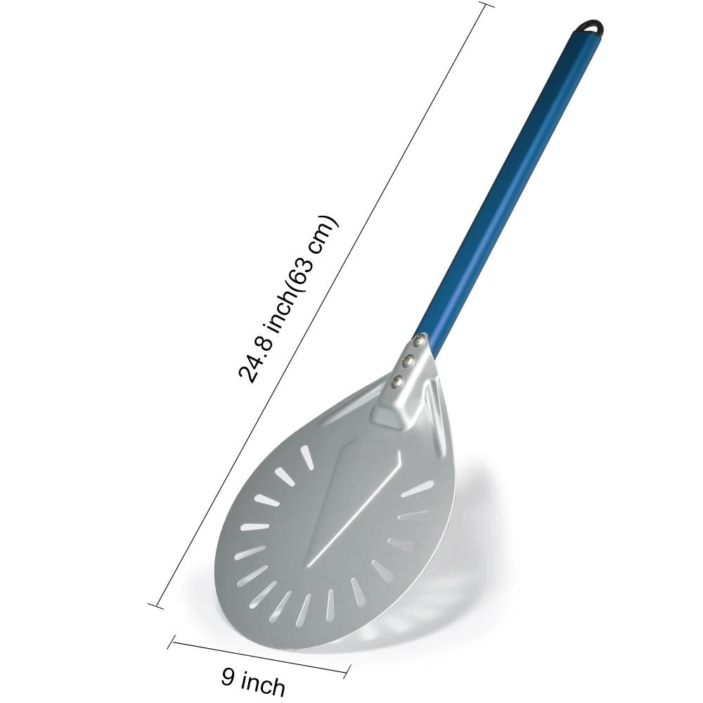 PizzAtHome Langer Griff, 7/8/9 Zoll, perforierte Pizza-Drehschale, Pizzaschaufel, Aluminium-Pizzaschale, Paddel, kleines Pizza-Werkzeug – Detail 19