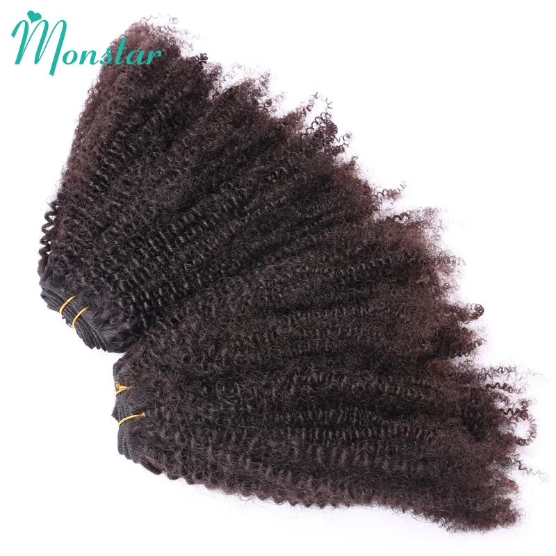 Monstar Clearance Sale Items Afro Kinky Curly Coily Hair 100g/pc Natural Color Brazilian Weave Remy 100% Human Hair Bundles Deal 2