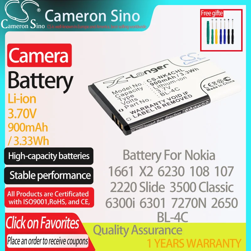 Batteria Cameronsino Per Nokia 1661 X2 6230 108 107 2220 Slide 3500 Classic 6300I 6301 Adatto A Batterie Per Fotocamere Digitali Svp Bba-07