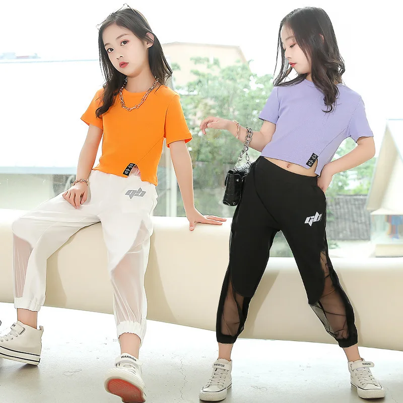 

Комплект одежды для девочек из 2 предметов, короткая рубашка + шифоновые штаны, летняя одежда для девочек 6, 8, 10, 12, 14 лет, 2022