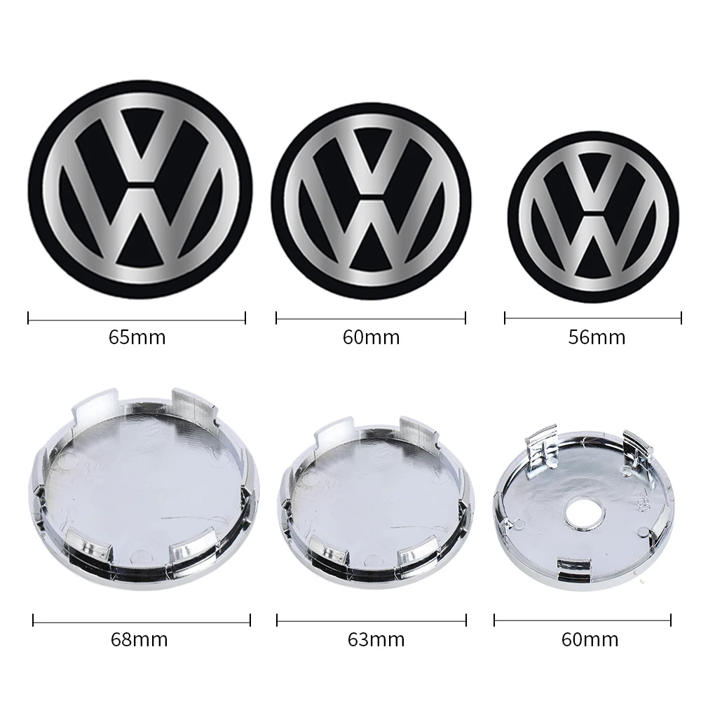 Car Wheel Center Hub Caps 4PCS 60MM 63MM 68MM for Volkswagen VW GTI R Golf Polo Tiguan Passat