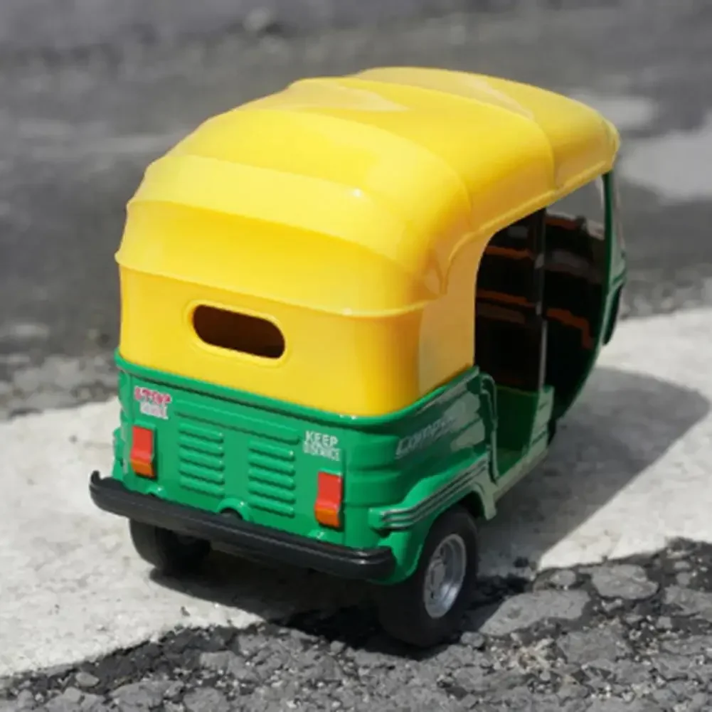 Mini Tricycle Retro Model Toys Alloy Plastic Simulation Three Wheeled Motorcycle Toy Diecast Autorickshaw for Kids Gifts