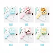  Contact Lens Case Animal Pattern Lens Container Storage Box Travel Kit Cute Blue Pink 