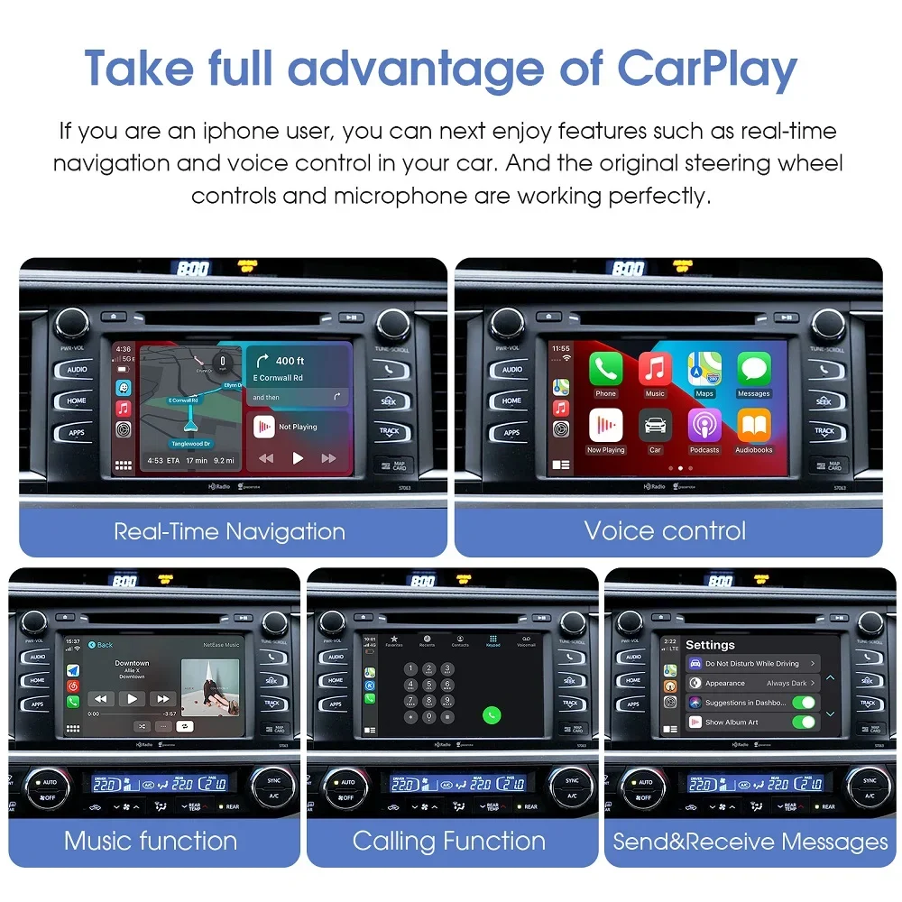 Wireless Carplay Android Auto For Toyota Touch2/Entune2.0 system For TOYOTA Corolla Camry CHR RAV4 Highlander 14-19 Car Decoder