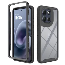 Shockproof Dual - Layer Transparent Back Cover Case - Motorola Moto G86 (Black)