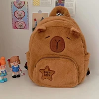 Kawaii Capybara sac à dos en peluche pour femmes polyvalent dessin animé drôle Capibala sac à bandoulière aLrge capacité sac fourre-tout 1