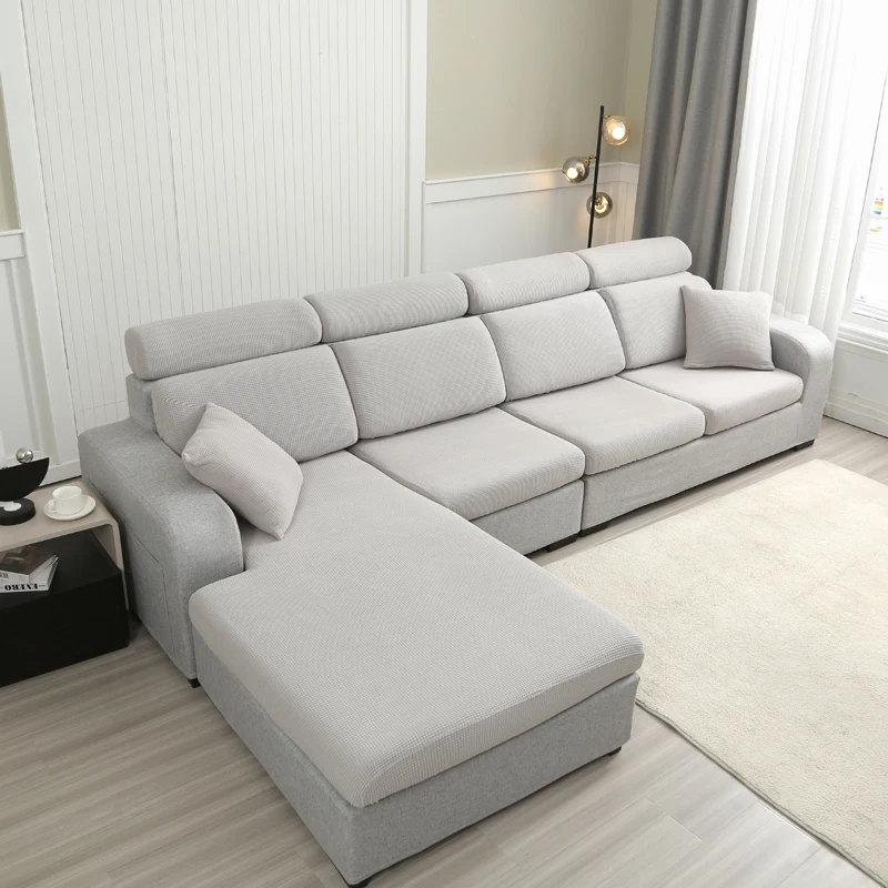 Jacquard Solid Color Sofa Seat Cushion Covers Stretch Sofa Cover For Living Room Removable Washable Furniture Slipcovers ﻿1PC 4
