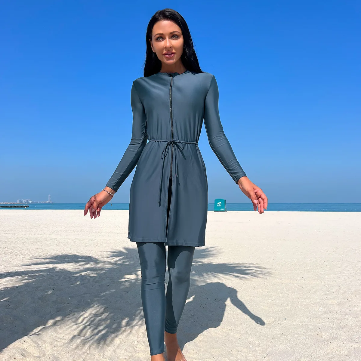 Muslim Swimwear Three-piece Set Solid Long Sleeve Burkini Muslim Swimwear 2023 Burkini Long Femmes Women's Clothing Dubai Yemeni