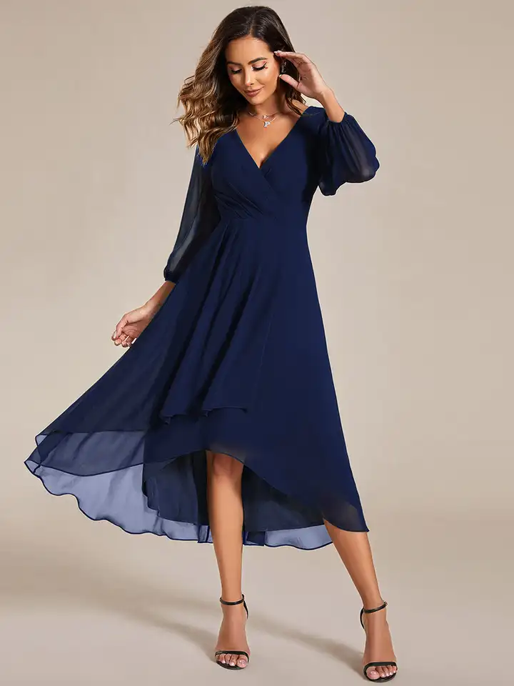 green emerald velvet dress Off-The-Shoulder High Low Pink Long Sleeves Lace Prom Dress PG496 US0 / Black