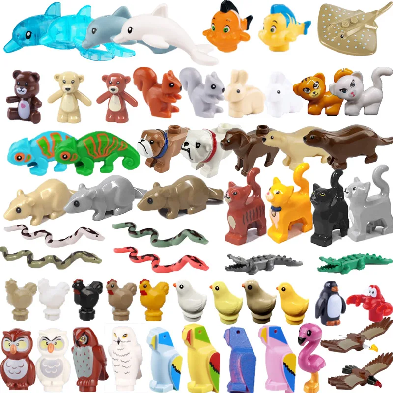 MOC Building Blocks Mini Brick Chicken Duck Goose Shark Parrot Dolphin ...