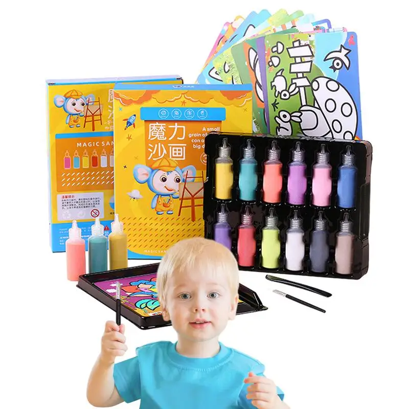 

Sand Painting Art Kit DIY Sand Arts 12 Colors Sand Paintings With Assorted Sand Paintings Picture Cards Colored Sand Kit