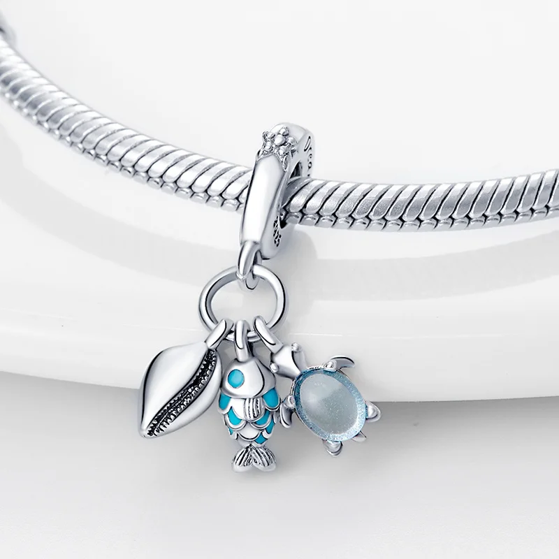 Charm bead jewelry 925 Sterling Silver Fashion Hot Air Balloon Turtle Color Changing Glow Charm Bead Fit Pandora Original Bracelet DIY Gift