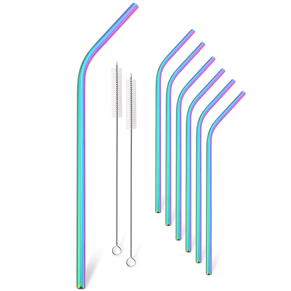 Reusable Stainless Steel Drinking Straws Set - 9 Piece Kit for Beverages & Cocktails