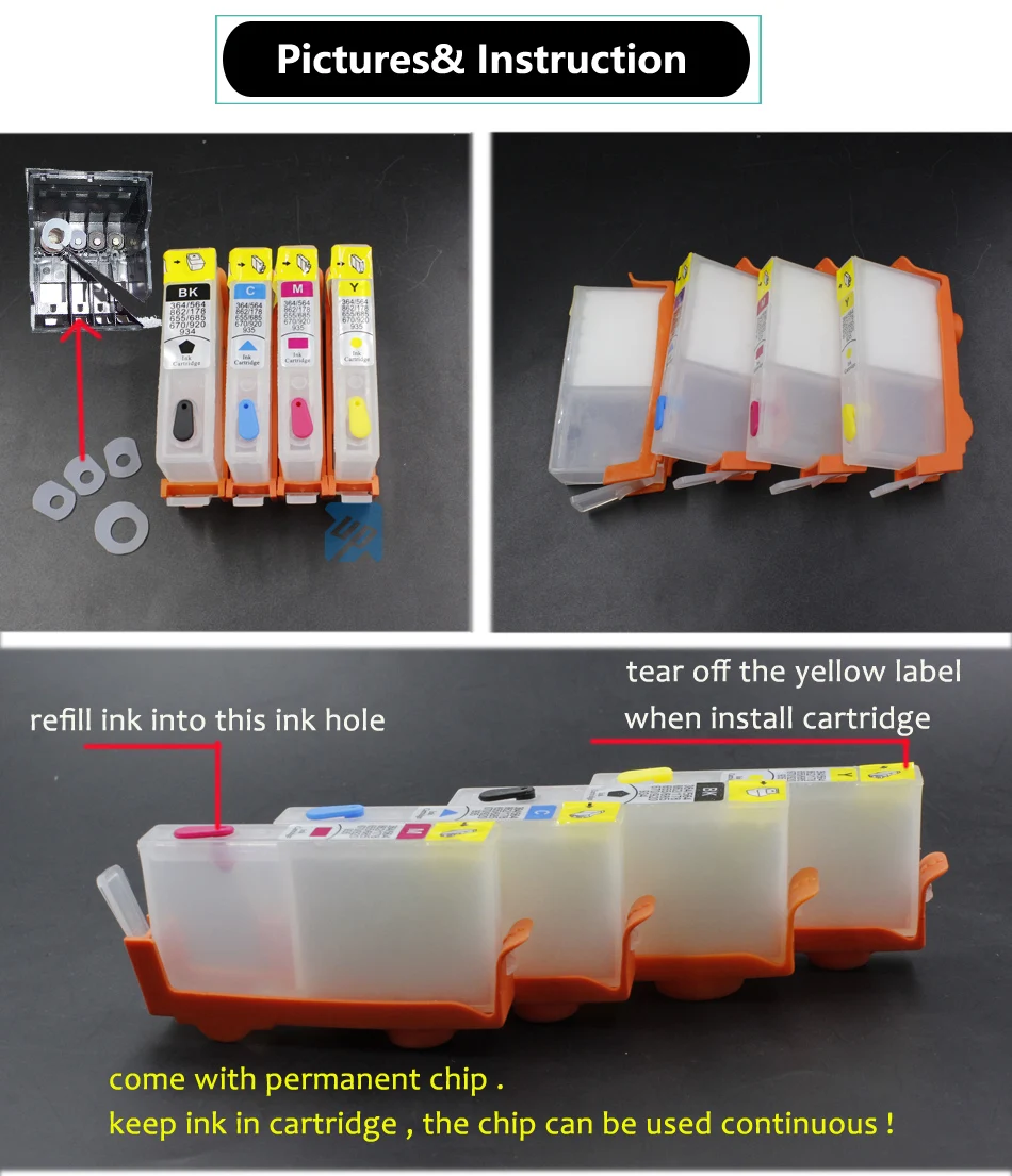 Refillable Ink Cartridge ink cartridge inkjet ink cartridge for hp912XL 910XL 915XL HP Officejet 8010 8012 8013 8014 8015 8017 8023 8024 8025 8026 8028 8035