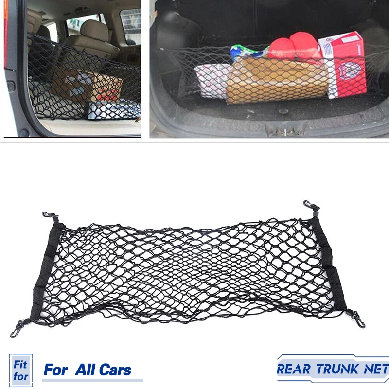 

Car Rear Trunk Back Seat Elastic String Net Mesh Storage Bag Pocket Cage Universal Stowing Tidying Auto Accessories 90X40CM
