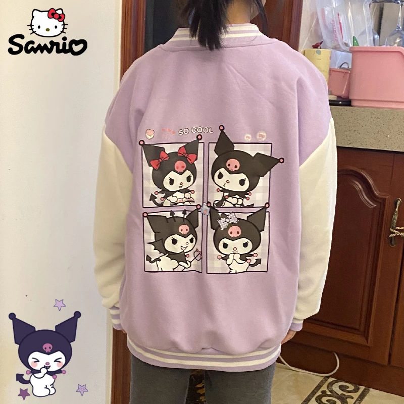 Casaco Kawaii Anime infantil, uniforme de beisebol, jaqueta, roupas fofas  de desenhos animados, minha melodia Kuromi