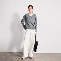 TOYOUTH femmes fil plissé tricots 2026 printemps nouveau Patchwork deux pièces Illusion couleur-bloc hauts intellectuels 5