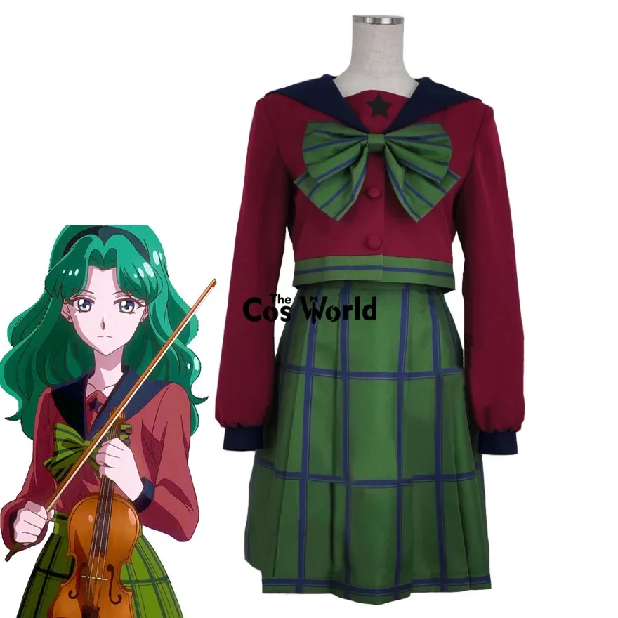 

Moon Kaiou Michiru Sailor Suit School Uniform Tops Skirt Outfit Anime Customize Cosplay Costumes